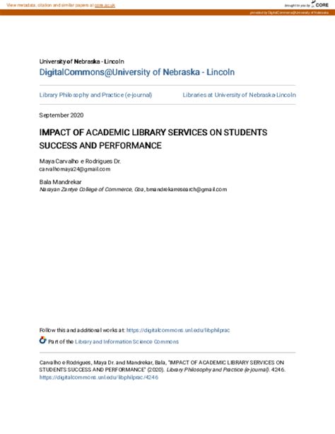 ebaje|(PDF) Impact of Academic Library Services on Students Success。